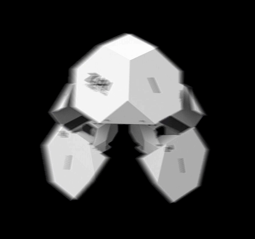 Monochrome robot render with motion blur